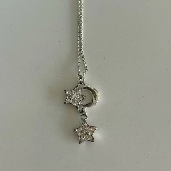 Celestial Moon & Stars Silver Tone Necklace - Picture 2 of 3